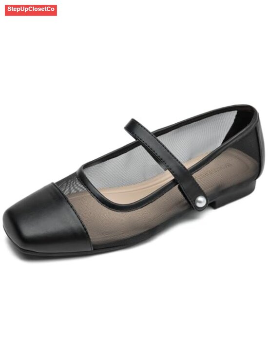 Shoes - WONDERWAY Women Mary Jane Ballet Flats Mesh Closed Toe Dress Shoes